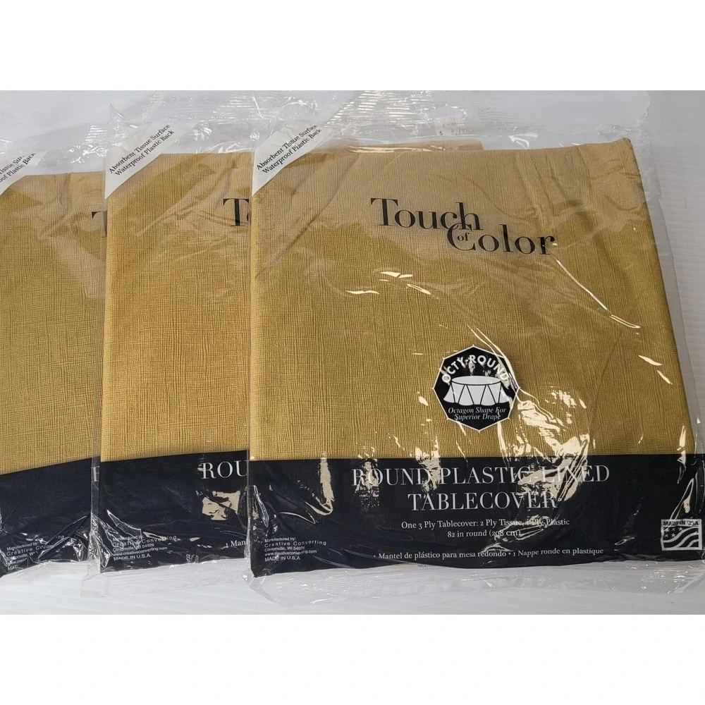 Touch‎ of Color Glittery Gold Tablecloths Set 3 Octy-Round 82